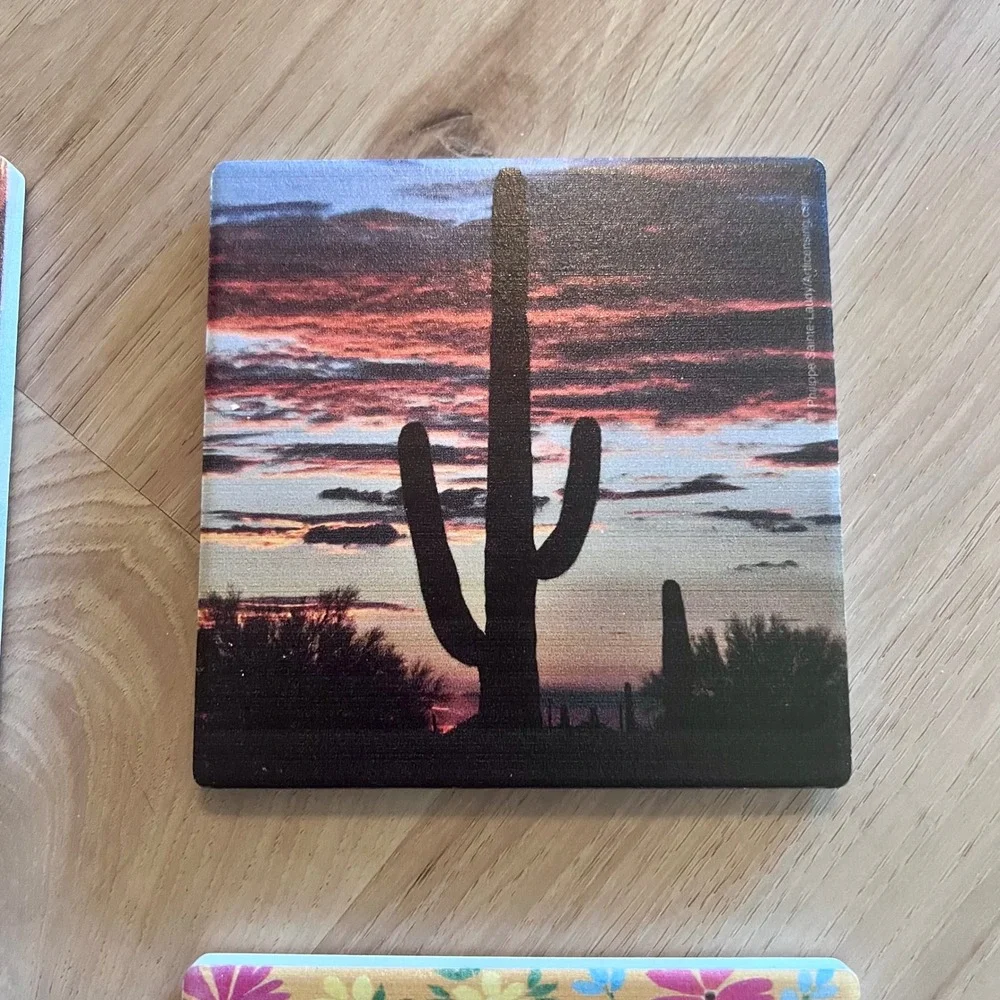 Southwestern Stone Coasters Set of 4 Kokopelli‎ Cactus Tacos Tequila Boho Decor